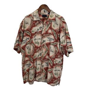 Harbor Bay Men’s XXLT 80% Silk Hawaiian Shirt Airplane Tropical Short Sleeve